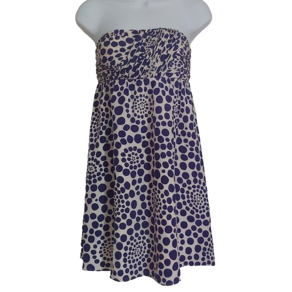 Alice & Olivia Numero De Modele Blue/White Polka Dot Strapless Mini Dress Silk - Picture 1 of 11